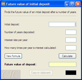 CIC window future values initial deposit
