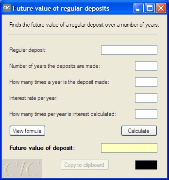 CIC window future values regular deposits