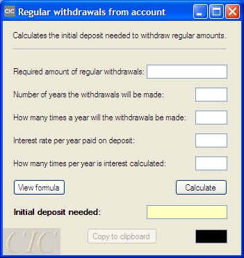 CIC window regular withdrawals