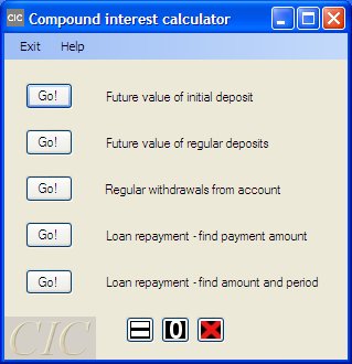 CIC window start screen